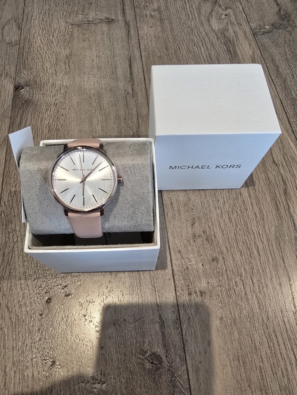 Michael Kors Rose Gold Case Watch with Light Pink Leather Strap